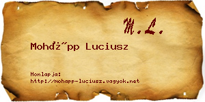 Mohápp Luciusz névjegykártya